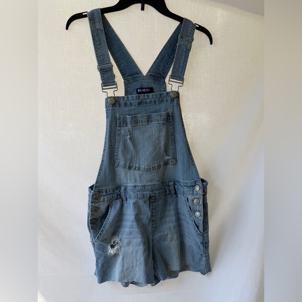 Distressed Denim Overalls Shorts Shortalls 11